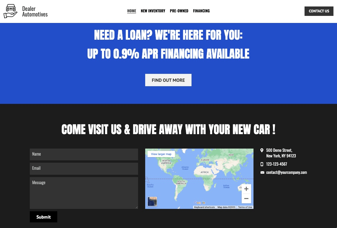 null Dealer Automotives Template: Create a Financial Planning Service Website on Strikingly
